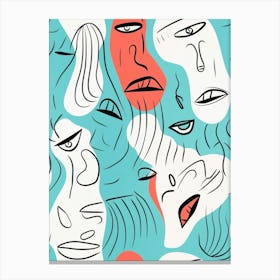 Modern Abstract Face Line Illustration 4 Canvas Print