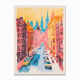 Upper East Side New York Colourful Silkscreen Illustration 3 Canvas Print