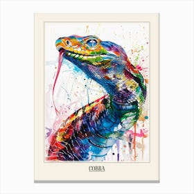 Cobra Colourful Watercolour 4 Poster Canvas Print