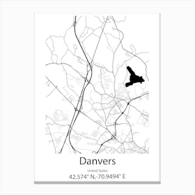 Danvers,United States Minimalist Map Canvas Print