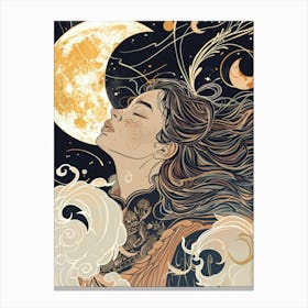 Moon And Stars women 2 Canvas Print