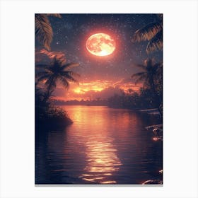 Full Moon Over Water 4 Canvas Print