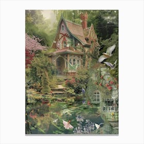 Fairy House Collage Pond Monet Scrapbook 3 Canvas Print