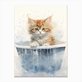 Selkirk Cat In Bathtub Bathroom 1 Canvas Print