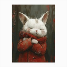 Cat In Red Coat Canvas Print