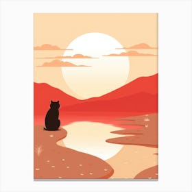 Cat At Sunset Canvas Print