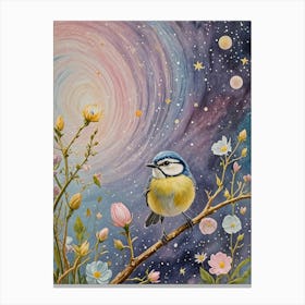 Little Bird In the Cosmic Rainbow Garden Canvas Print