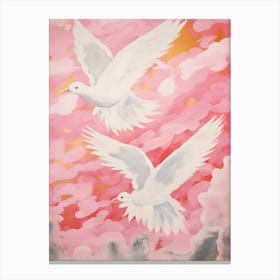 Pink Ethereal Bird Painting Seagull Canvas Print