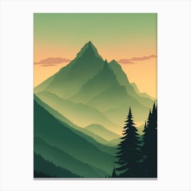 Misty Mountains Vertical Background In Green Tone 19 Canvas Print