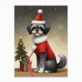 Christmas Shih Tzu Dog Wear Santa Hat (22) Canvas Print