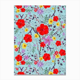 Hibiscus Bouquet Pattern Canvas Print