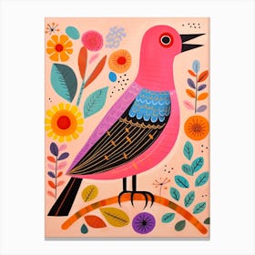 Pink Scandi Cuckoo 1 Canvas Print