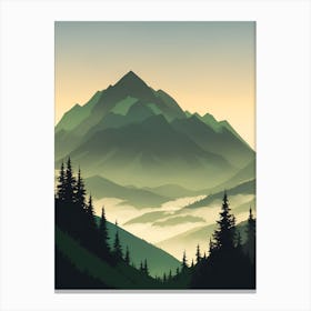 Misty Mountains Vertical Composition In Green Tone 203 Canvas Print