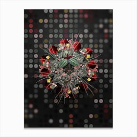 Vintage Tri Floral Wreath on Dot Bokeh Pattern Canvas Print