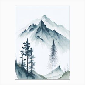 Mountain And Forest In Minimalist Watercolor Vertical Composition 371 Canvas Print