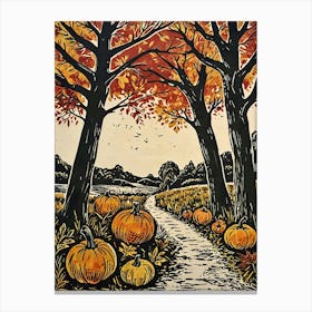 Pumpkins On The Path Canvas Print