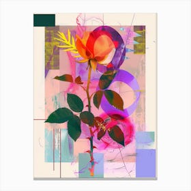 Rose 3 Neon Flower Collage Canvas Print
