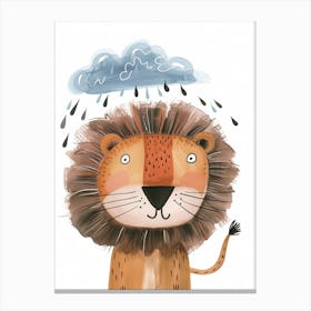 African Lion Facing A Storm Clipart 4 Canvas Print