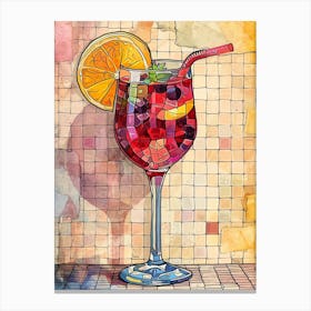 Tiled Sangria Drink 4 Canvas Print