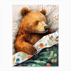Bear In Bed animal story Canvas Print