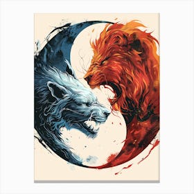 Badass Lion And Wolf 4 Canvas Print