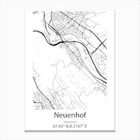 Neuenhof,Switzerland Minimalist Map Canvas Print