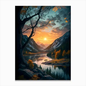 Sunset In The Mountains, 1 Canvas Print