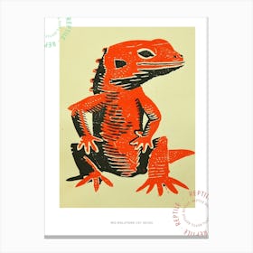 Red Malaysian Cat Gecko Block Poster Canvas Print