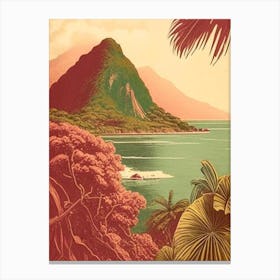 Ile De La Reunion France Vintage Sketch Tropical Destination Canvas Print