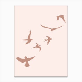 Sky Of Birds Pink Canvas Print
