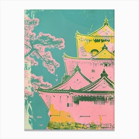 Hiroshima Castle Duotone Silkscreen 2 Canvas Print