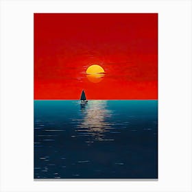 Sailboat At Sunset 9 Canvas Print