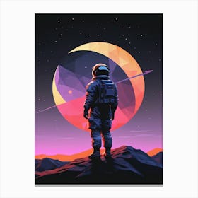 Low Poly Astronaut Minimalist Sunset (12) Canvas Print