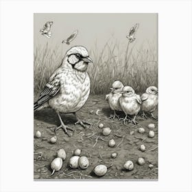 Owl And Chicks Canvas Print