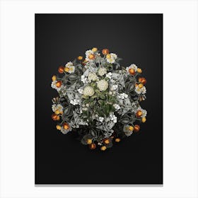 Vintage Germander Meadowsweet Flower Wreath on Wrought Iron Black n.0430 Canvas Print