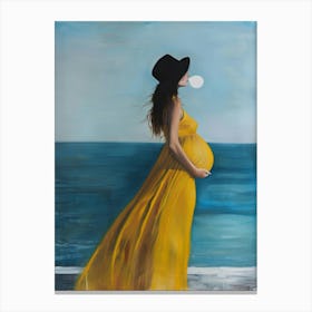 Pregnant Woman In Yellow Dress Canvas Print