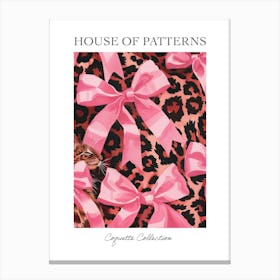 Leopard And Pink Bows 1 Pattern Poster Canvas Print