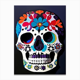 Sugar Skull Day Of The Dead Inspired Skull Matisse Style Canvas Print