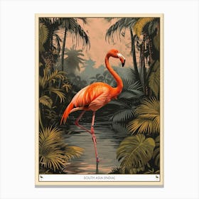 Greater Flamingo South Asia India Tropical Illustration 2 Poster Canvas Print