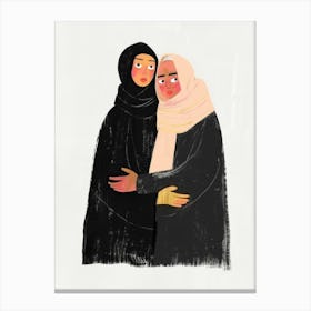 Two Muslim Women Hugging Canvas Print