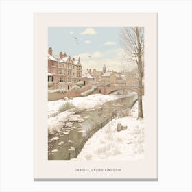 Vintage Winter Poster Cardiff United Kingdom Canvas Print