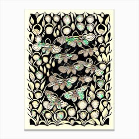 Swarm Of Bees 1 William Morris Style Canvas Print