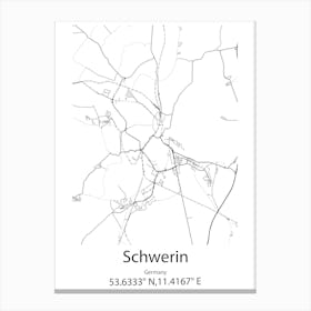 Schwerin,Germany Minimalist Map Canvas Print