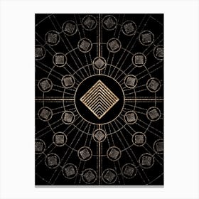 Geometric Glyph Radial Array in Glitter Gold on Black n.0391 Canvas Print