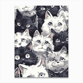 Perfectly Repeatable Artwork With Cute Cat Faces 24 Canvas Print