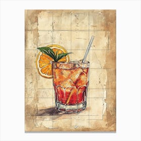 Fruity Cocktail Watercolour Inspired Canvas Print