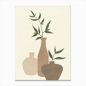 Vases, Botanical, Boho, Bohemian, Style, Trending, Neutral, Art, Kitchen, Bedroom, Living Room, Wall Print Canvas Print