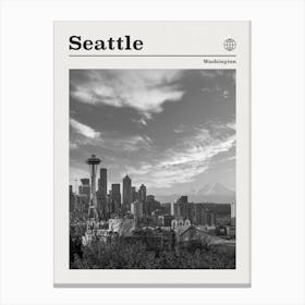 Seattle Black And White Canvas Print