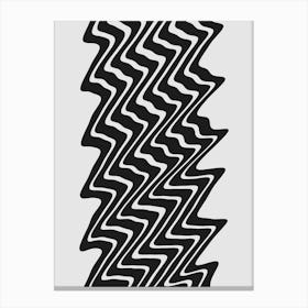 Black And White Wavy Lines Canvas Print