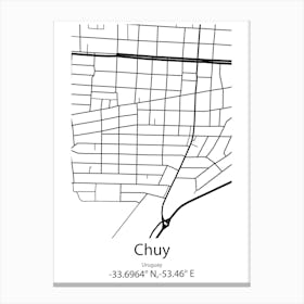 Chuy,Uruguay Minimalist Map Canvas Print